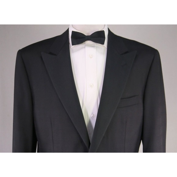 Stefano Ricci Recent Black Tone Check Super 180's Wool Peak Lapel 1B Tuxedo 42R - Picture 3 of 10